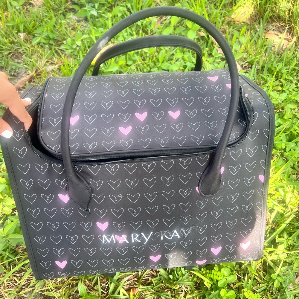Mary Kay Black Bag with Pink Heart Pattern